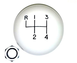 White 4 Speed Shifter Knob Ball for 3/8 Inch Coarse Thread Handles