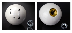 Nova Shifter Knob White Ball 4 Speed, 3/8 Inch Thread, Coarse