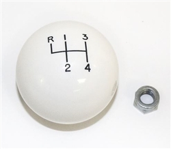 White 4 Speed Shifter Knob Ball, 3/8 Inch Coarse Thread, 2-1/4" LARGE Diameter