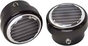 1964 - 1972 Chevelle or Nova Custom Billet Aluminum Headlight Dimmer Switch Cover, RIBBED BLACK ANODIZED