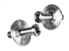 Image of the new 1967 - 1972 Custom Stainless Steel Door Jamb Striker Bolts with Natural Machined Double Ring Billet Washer Plates, Pair
