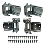 1968 - 1972 Chevelle Door Hinges Set, All Four, Uppers and Lowers With Mounting Bolts