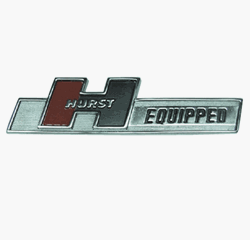 Hurst Equipped Emblem Badge, Die Cast Metal Chrome Plated without Studs