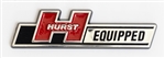 Hurst Equipped Emblem, Hard Plastic Chromed with Peel and Stick Backing, Small