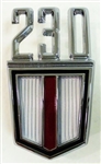 1965 - 1967 Chevelle Fender Emblem, "230" Engine Size Shield, Each
