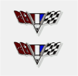 1964 - 1967 Chevelle Fender Emblem, V-Flag, Pair