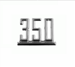 1965 - 1967 Chevelle Fender Emblem, "350" Engine Size, Chrome, Each