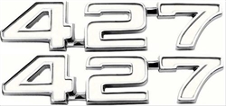 1969 Nova White & Chrome 427 Fender Emblem, PAIR
