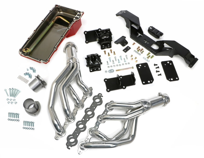 Image of the New 1968 - 1972 Nova Trans-Dapt LS Swap In A Box Kit with Hedman HTC Polished Silver Ceramic Coated Headers For Automatic Transmission