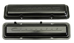 1964 - 1967 Small Block Chevy Chevrolet Script Valve Covers, Black