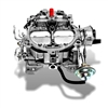 Picture of a New Quadrajet Q-Jet Carburetor, 750 CFM Electric Choke, with U-Style (1974 and Earlier) Throttle Bracket for Small Block Chevy 283, 327, & 350 engines
