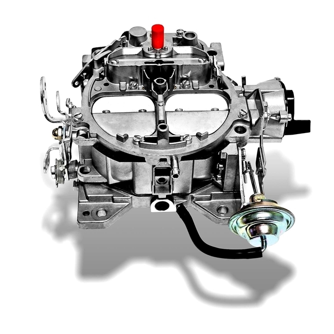 Picture of a New Quadrajet Q-Jet Carburetor, 800 CFM Electric Choke, with U-Style (1974 and Earlier) Throttle Bracket for Small Block Chevy 350, 396, 400, 427, 454 engines