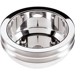 1969 - 1972 Crank Pulley, Small Block, 2 Groove, Billet, Long Water Pump Setup