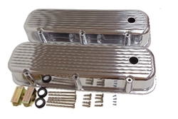 Valve Covers, Big Block, POLISHED ALUMINIUM Finned Classic Ribbed Design