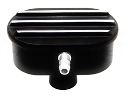 Valve Cover Breather Cap, BLACK ALUMINIUM Finned Classic Ribbed Design, 1" Push In with Vent Hose Provision