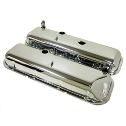 1966 - 1972 Chevelle or Nova Big Block Chrome Valve Covers with Slant, Without Drippers
