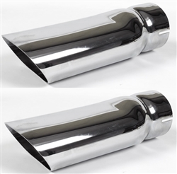 1969 - 1972 Chevelle Chrome Exhaust Extensions Tips, For 3" Diameter Pipes, Pair