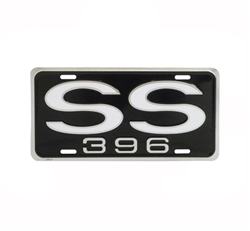 License Plate, SS 396 Black and White