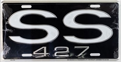 SS 427 Black and White License Plate