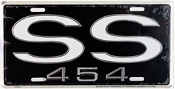 SS 454 Black and White License Plate
