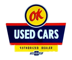 Muscle Car Sign, Metal Tin, OK USED CARS AUTHORIZED DEALER CHEVROLET