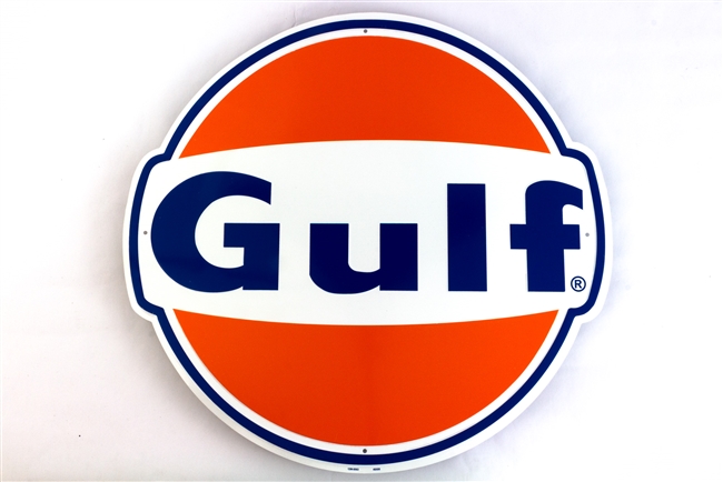 Gulf Oil Die Cut Metal Sign, 24 Inch