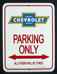 Metal Sign, Parking Only, Chevrolet Bowtie
