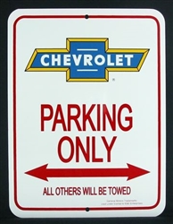 Metal Sign, Parking Only, Chevrolet Bowtie