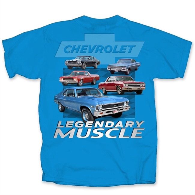 Chevy Nova and Chevelle Legendary Muscle Sapphire Blue T-shirt