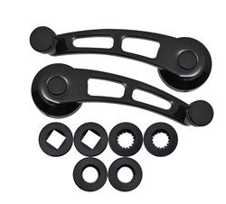 1968 - 1974 Nova Custom Window Crank Handles, Black Billet Aluminum, Pair