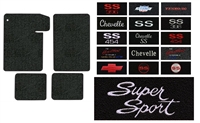 1964 - 1967 Chevelle Custom Embroidered Carpeted Floor Mats Set with Choice of Logos and Colors, 4 Piece