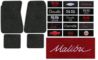 Image of a 1968 - 1972 Chevelle Custom Embroidered Carpeted Floor Mats Set with Choice of Logos and Colors, 4 Piece