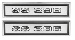 1968 Chevelle Door Panel Emblems, SS 396, Pair