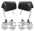 1966 - 1967 Chevelle Headrest Assemblies, Black Pair With Mounting Hardware