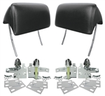 1966 - 1967 Chevelle Headrest Assemblies, Black Pair With Mounting Hardware