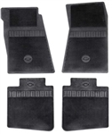 1968 - 1972 Nova Floor Mats Set, Front and Rear, Rubber with Grippers, Black with Bowtie, OE Style