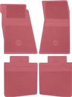 1968 - 1972 Nova Floor Mats Set, Front and Rear, Rubber with Grippers, Red with Bowtie, OE Style