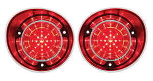1971 Chevelle CUSTOM Plug and Play LED Tail Light Lens Assembly, With Inner Stainless Trim, Pair