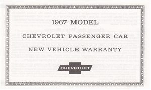 1967 Chevelle and Nova New Vehicle Warranty Certificate