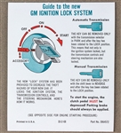1969 - 1972 Chevelle & Nova Ignition Lock Key Starting Sunvisor Sleeve Instruction Card