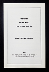 1966 - 1967 AM - FM Radio and Stereo Adapter Operating Instruction Service Manual