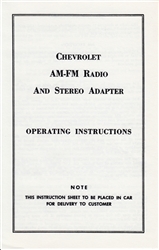 1969 Nova or Chevelle AM - FM Radio and Stereo Adapter Operating Instruction Manual