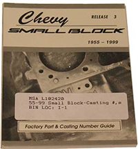 1955 - 1999 Chevy Small Block, Casting Numbers, over 40 years of Small Block Casting Numbers, Blocks, Heads, Intakes and Exhausts.  94 pages, Each