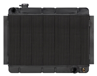 Image of a 1966 - 1967 Chevelle COLD-CASE Black Powder Coated Aluminum Radiator for Manual Trans, Black Night Rider Series
