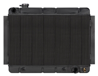 Image of a 1966 - 1967 Chevelle COLD-CASE Black Powder Coated Aluminum Radiator for Automatic Trans, Black Night Rider Series