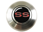 Custom RED SS Logo Logo Horn Cap for Wood or Comfort Grip Steering Wheel, Choose Brushed or Black Finish