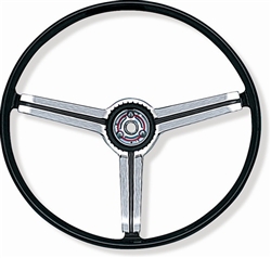 1968 Nova Steering Wheel, Satin Chrome 3-Spoke Shroud, 9747536