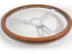 1967 - 1972 Custom Genuine Wood Steering Wheel with Outer Band