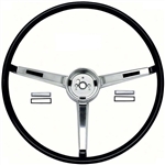 1967 Chevelle Steering Wheel with Chrome 3-Spoke Shroud, Black