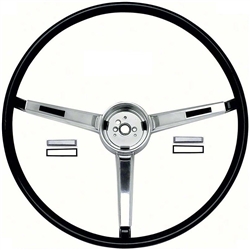 1967 Chevelle Steering Wheel with Chrome 3-Spoke Shroud, Black